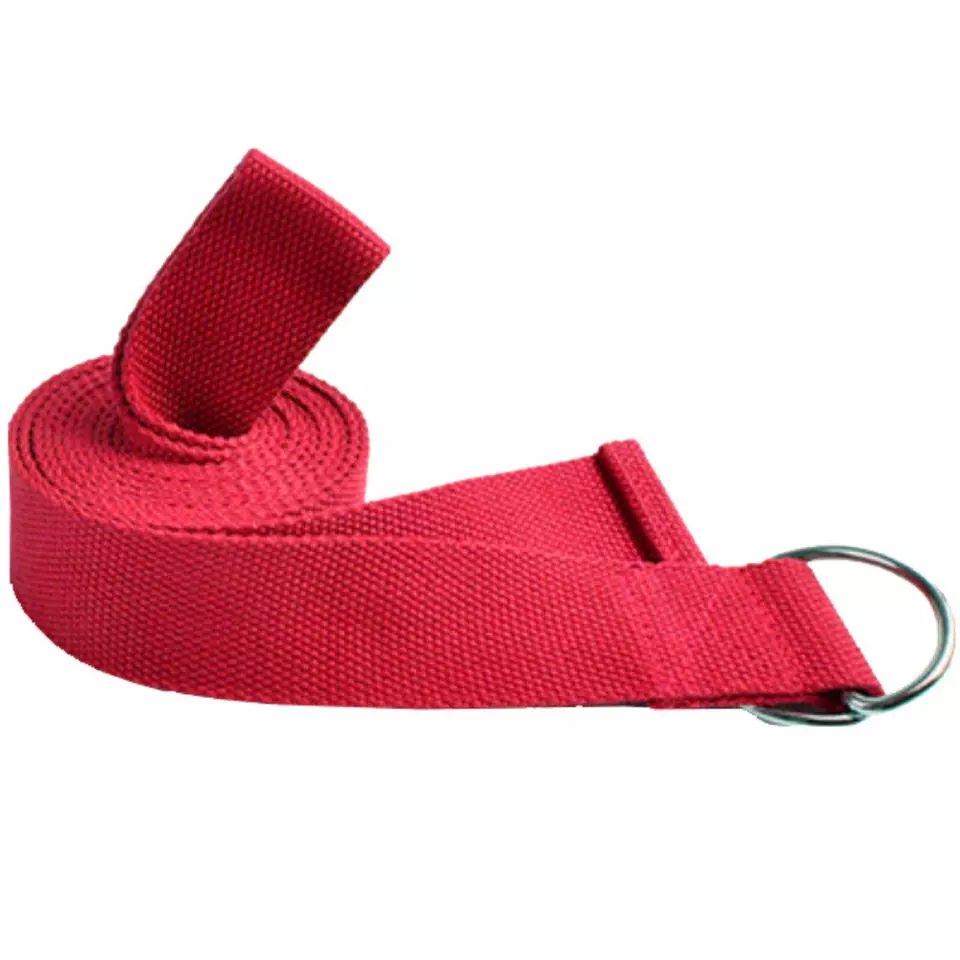 Custom Logo and Color Eco-friendly Cotton Adjustable Stretch Strong Yoga Stretching Strap with D-ring