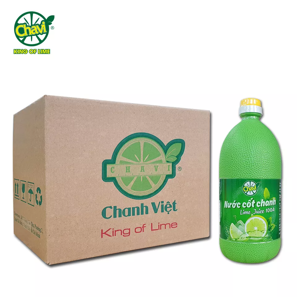 CHAVI PURE LIME JUICE 100A - 6 Bottles/Box Lime/Lemon Juice Healthy Drinking For Dubai Korea Japan Market
