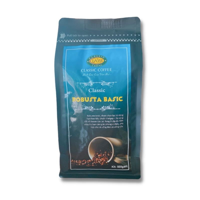 Robusta coffee beans Gia Lai Classic Coffee 500g pure, richly roasted, fragrant, used for filter or machine