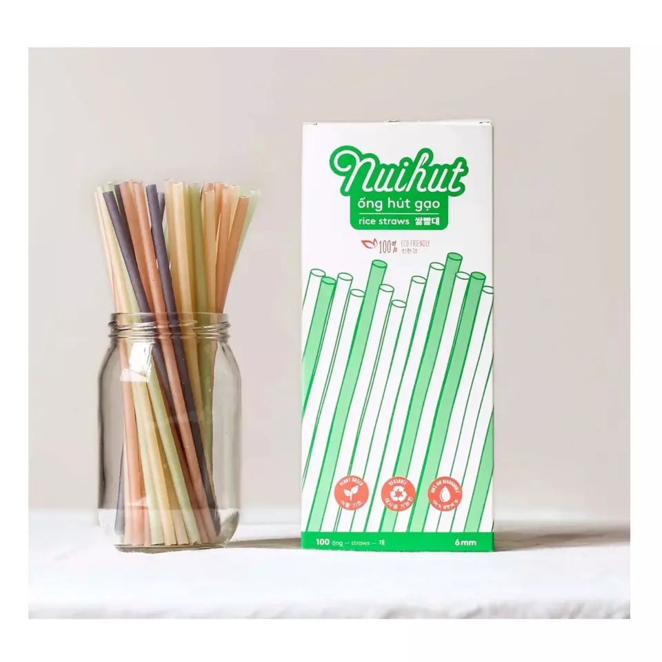 Multi Color Disposable Organic Tube Shape Rice Straw 6mm Drinking Straw Nuihut Brand From Vietnam