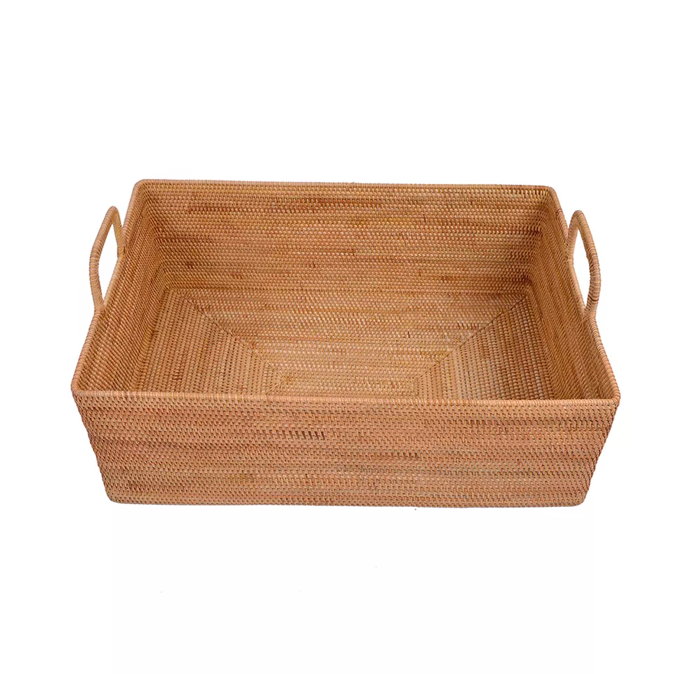 Rattan Storage Basket with Handle Fruit Vegetables Household Reasonable Price Cheap Low MOQ Customized Order Accept Best Selling
