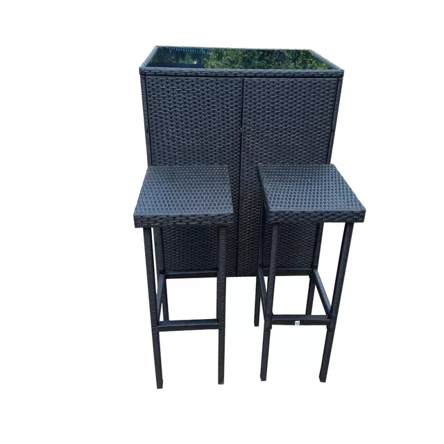 Best Sale 2022 Wicker Outdoor Table and 2 Stools,3 Piece Patio Furniture for Poolside, Backyard, Garden, Porches
