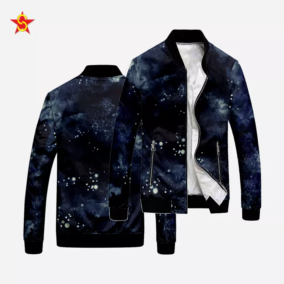100% Polyester Fiber Long Sleeve Waterproof 3d Printing Jacket Men Bomber Jacket For 4 Seasons From Vietnam