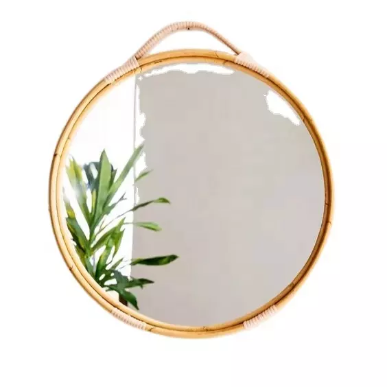 New item Scandinavian high quality Bali style rattan bamboo mirror authentic handicraft for homedecor