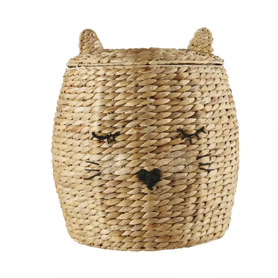 Woven Water Hyacinth and Wool Cat Basket Fruit Vegetable Storage Neatening Color Design Eco Friendly Hot Selling Brand New Trend