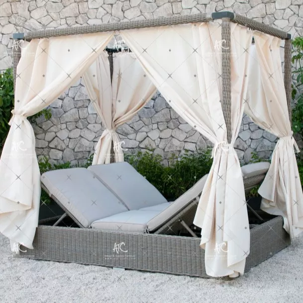 Beautiful Double Sun Loungers with Canopy for Outdoor Furniture - Style 3