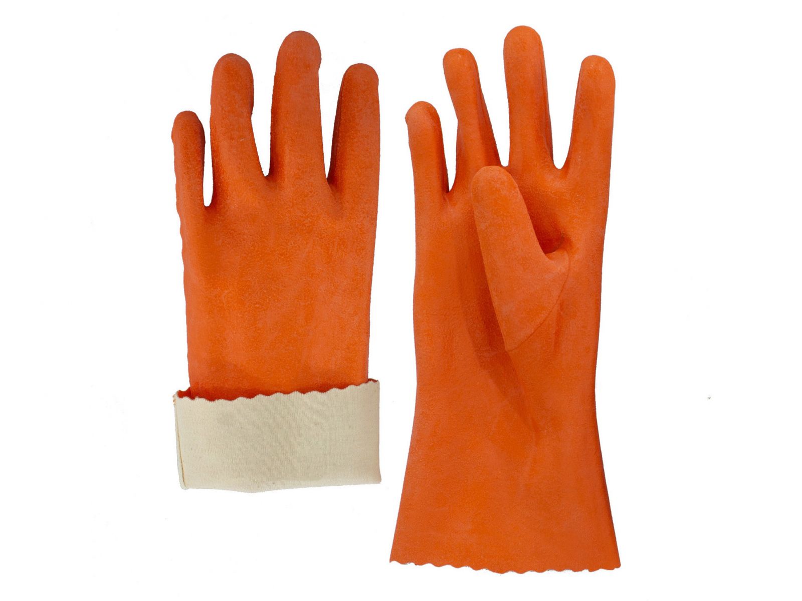 Fabric Gloves are 100% cotton covered with latex rubber
