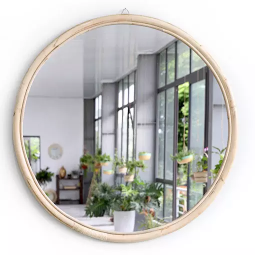 High Quality Decorative Handmade Rattan Wall Mirror for Bedroom Vietnam Handicraft Wholesales Manufactured