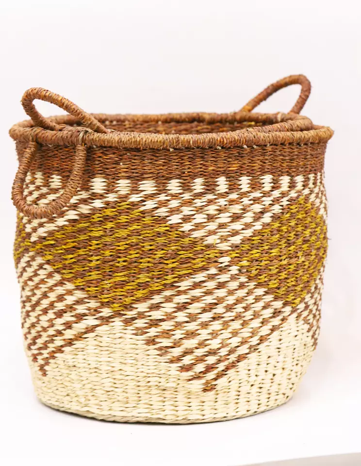Sea grass laundry basket decor natural handmade colorful