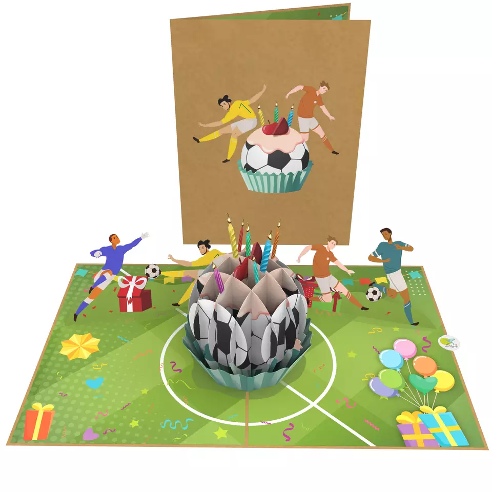 Birthday Father's Day Hot Collection Best Quality Wholesale Price Thank You Soccer Dream Handmade Laser Cutting 3D Pop Up Card