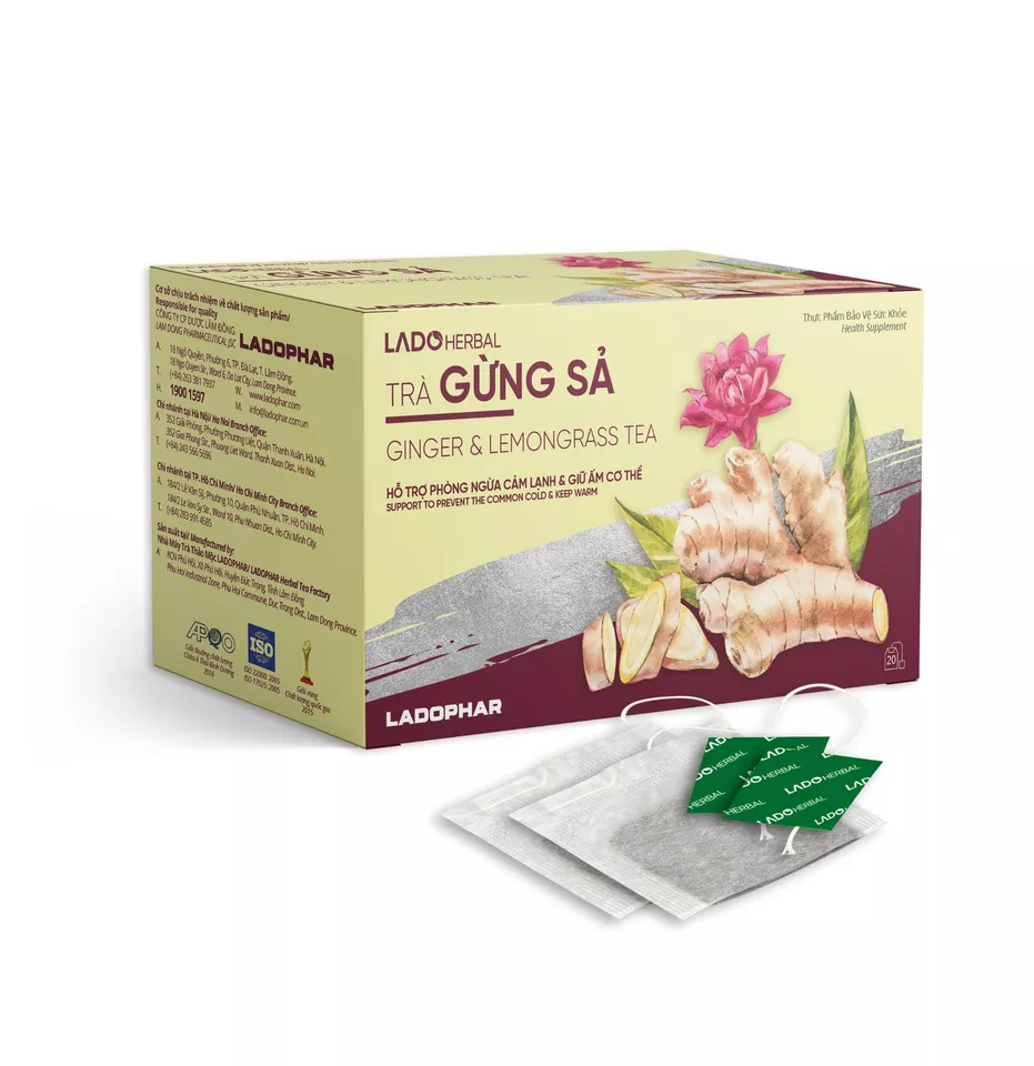 Ginger Lemon Grass Tea - Box of 20 tea bags Flavor Tea From Vietnam Wholesale Best Price