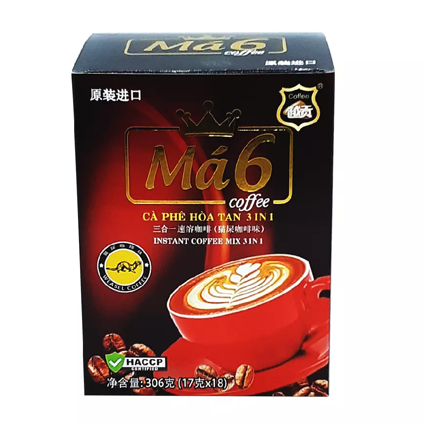 High Quality MA6 Manufacturer OEM Caffeeinated INSTANT COFFEE 3IN1 From Vietnam