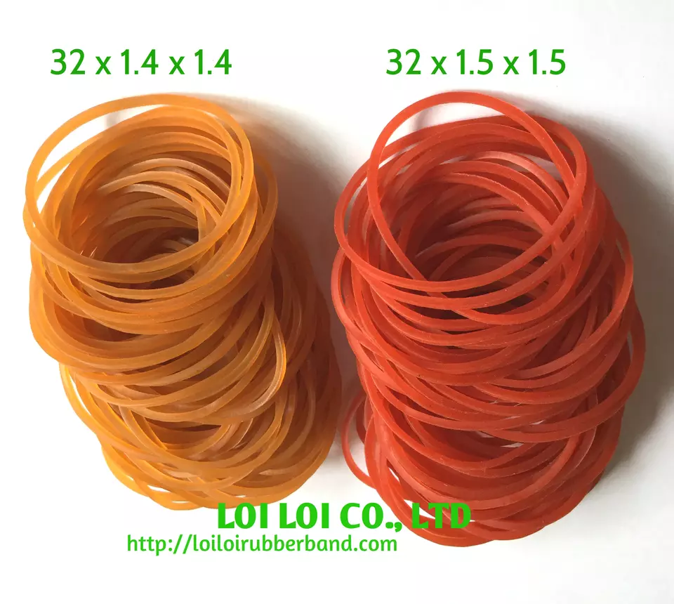 Natural rubber band size No 16 for money Light Orange and Red color Diameter 32mm with different thick for customer's reference