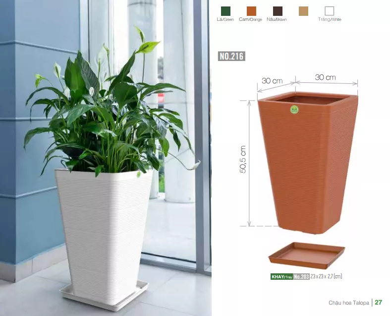 TALL SQUARE POT from recycled PP plastic Duytan Manufacturer Vietnam low price high quality