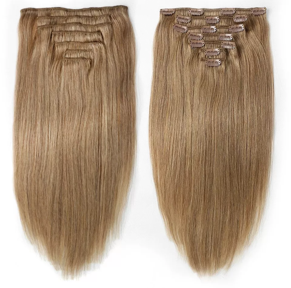 Hot selling fast shipping Best Human Hair Extensions 100% Virgin Real Human Hair Clip in Extensions Dyeable Double Drawn