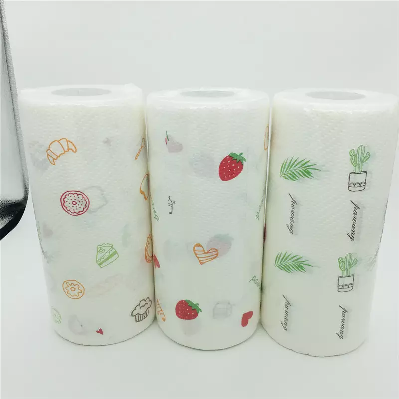 High Quality Virgin Pulp White Printed Customized Disposable Kitchen Tissue Paper Hand Towel Roll