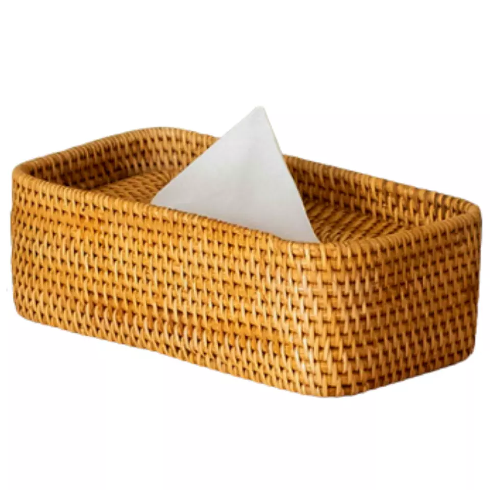 Best Sell Rectangle Eco Friendly Rattan Tissue Box Durable Kitchen Accessories Low MOQ From Viet Nam