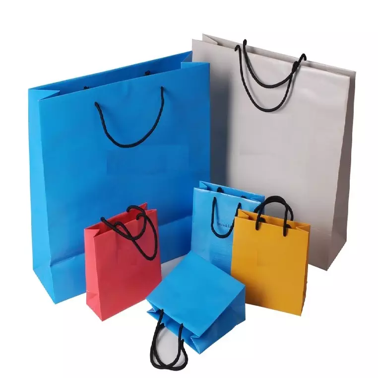 Customized size Eco Recycle Paper bag stamping printing handling Craft Paper Bag