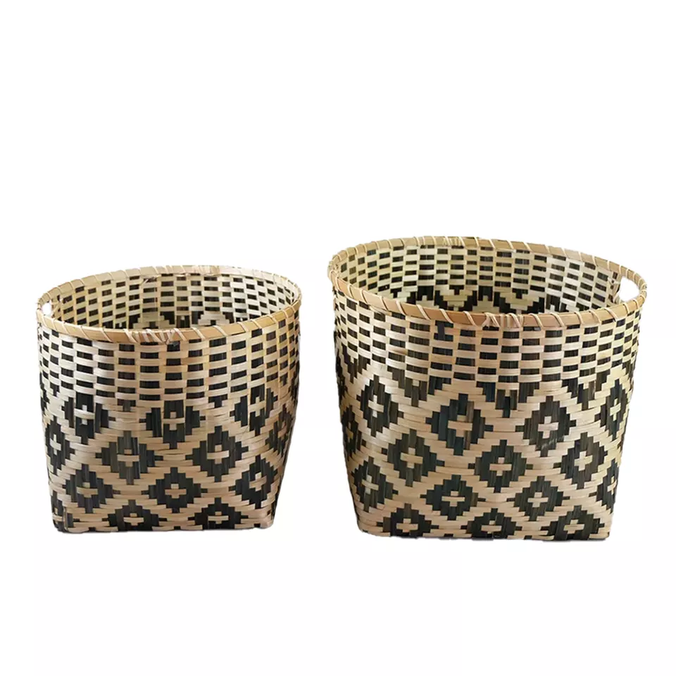 Wholesale Bamboo Basket With Double Handles Bamboo Laundry Basket