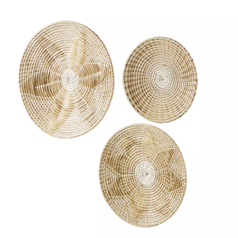 Boho Decor Ecofriendly Set of 3 Seagrass Wall Pieces Decorative Wall Woven Wall Hanging for Home Decoration Made in Vietnam