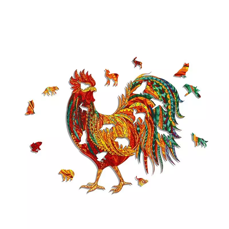 Woah Woah Wooden Rooster Jigsaw Puzzles, Colorful Animal Shape Puzzle for Adults, Teens, Family, Friend Puzzle Lovers