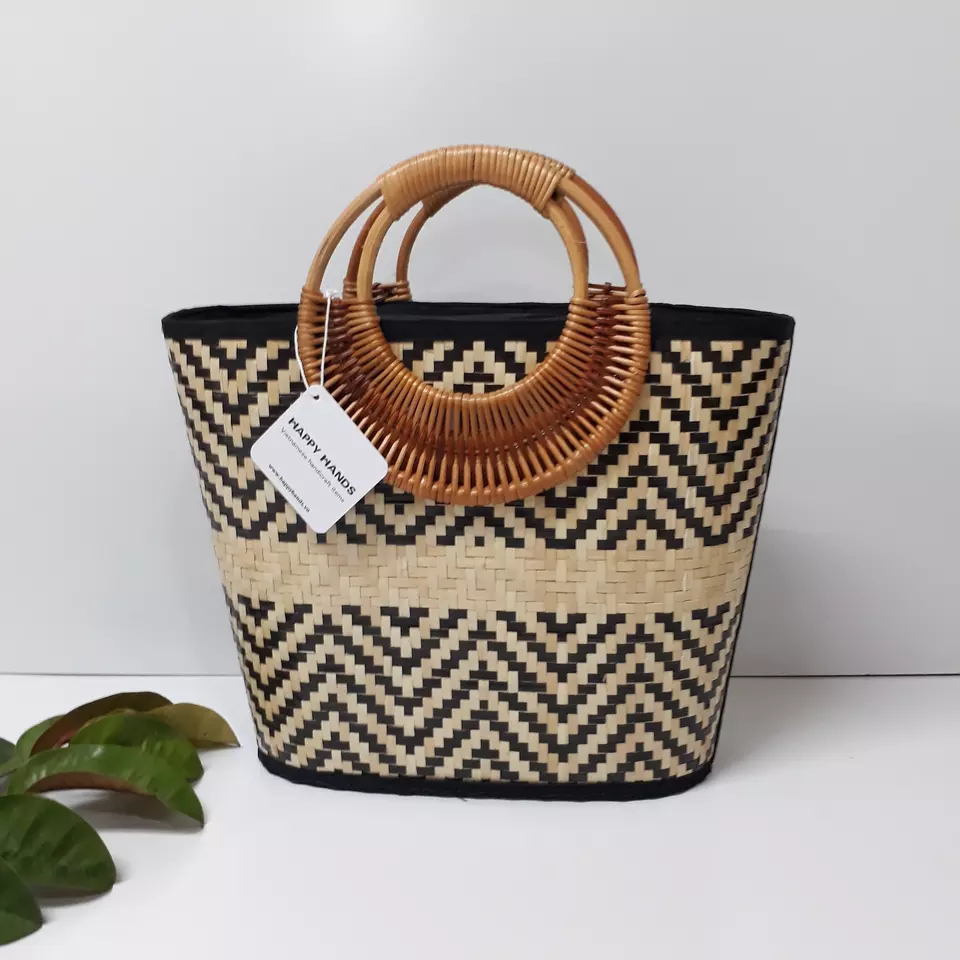 Autumn Winter straw bag women rattan with round handle (Model number: HH-PL0012C)