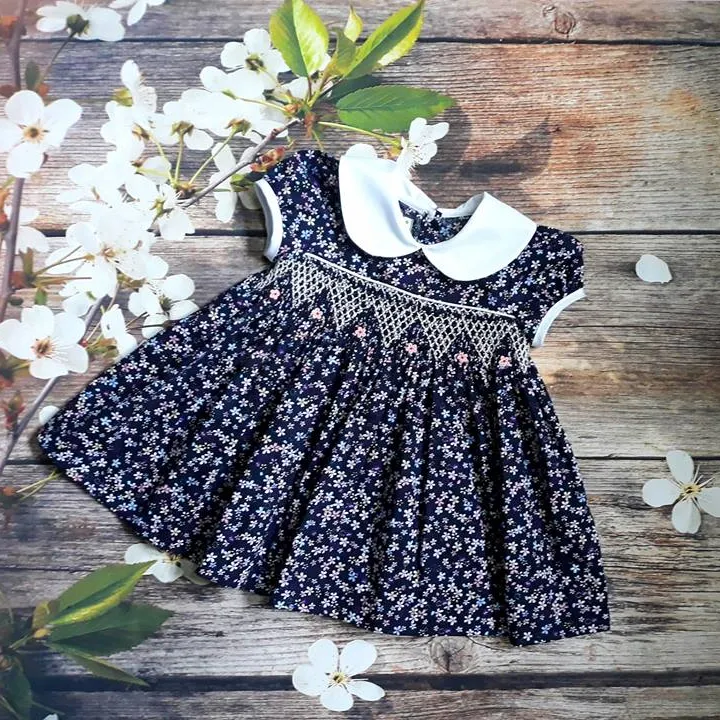 New cotton special little flower casual dress exported for children, simple style cute girl dress on sale Autumn.