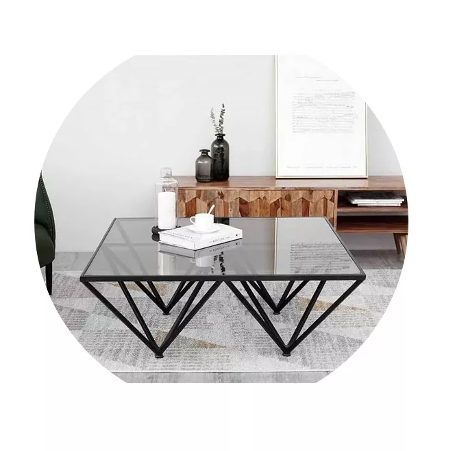 Modern Minimalist Living Room Steel Coffee Table Tea Table Electrostatic Powder Coating The surface made from rubber or glass