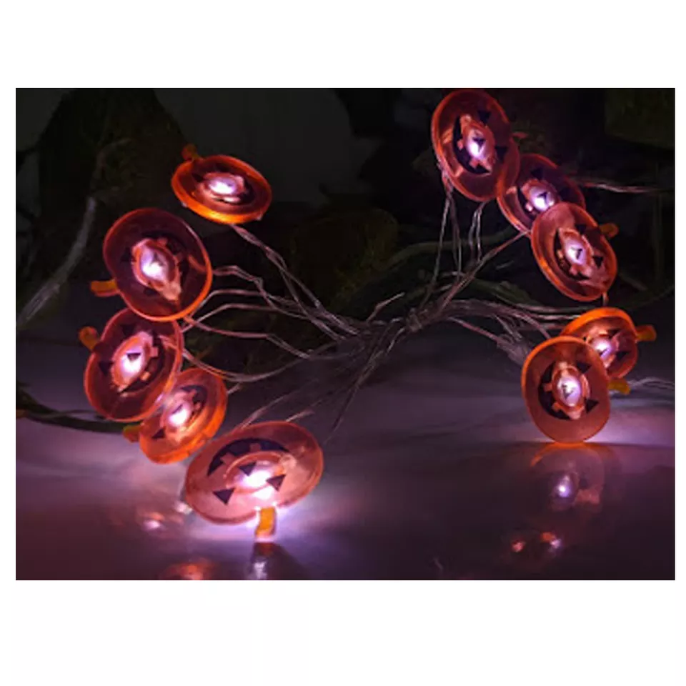 1.1M 10 LED Halloween Pumpkin Battery Operated Silver Wire String light Indoor Home Decor