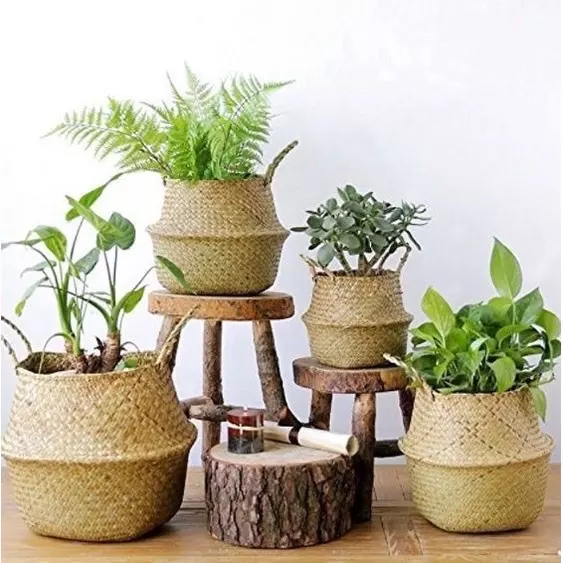Hot selling natural seagrass storage basket to be as laundry storage or flower