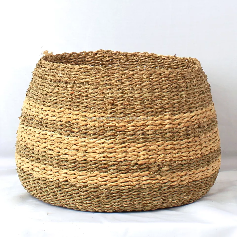 Brand Gardening Products Round Seagrass and Palm Leaf Plant Basket WS-B09 Vietnam for Indoor and Outdoor Flower Pot Decoration