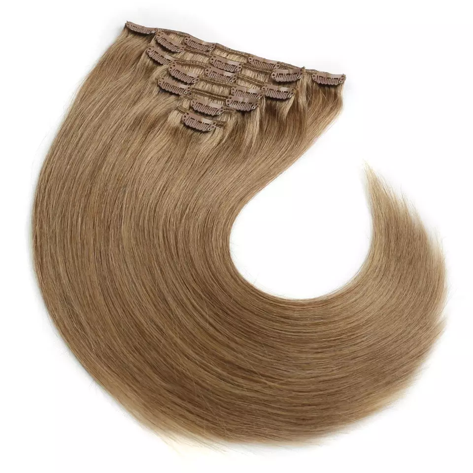 Human Hair Extensions 100% Virgin Real Human Hair Clip in Extensions Dyeable Double Drawn Vietnamese Hair