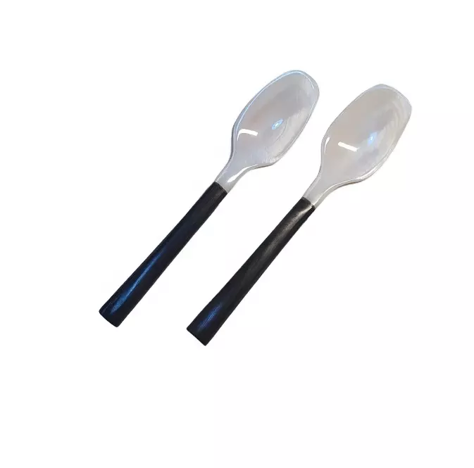 Unique Design Mother Of Pearl Spoon Caviar Spoon with black wood handle for caviar egg coffee best selling from Vietcrafts