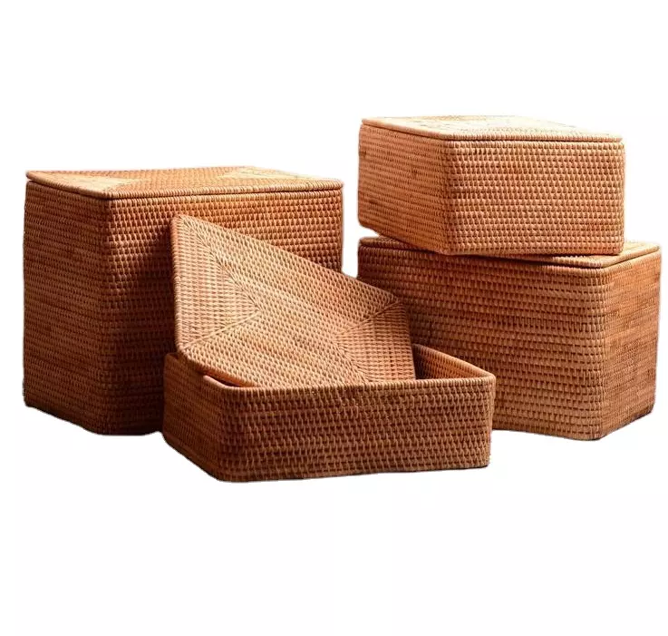High Quality Rattan Decorative Wicker Baskets High Quality Made In Vietnam 100% Handmade Customized Cheap
