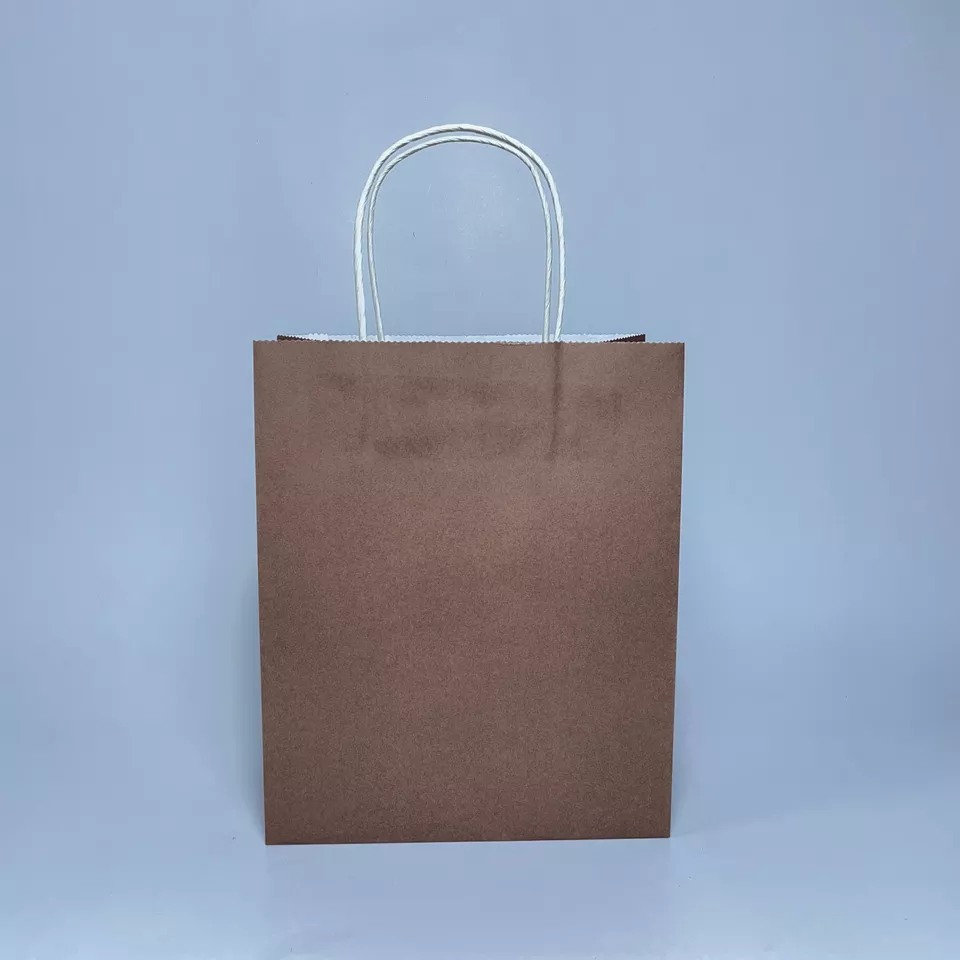 Hand Length Handle Large Paper Bag Without Printing Take Away Food Packaging Shopping Bag Kraft Paper Bag Made In Viet Nam
