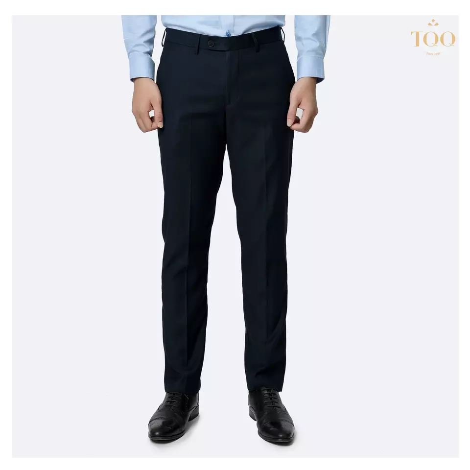 Polyester Type Anti-wrinkle men's trousers Classic Fit Twill Trousers in Navy Anti-Static Formal Cotton Regular