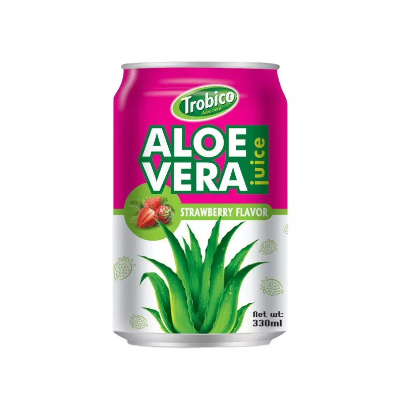 Trobico 330ml Canned Strawberry Flavor Aloe Vera Drink