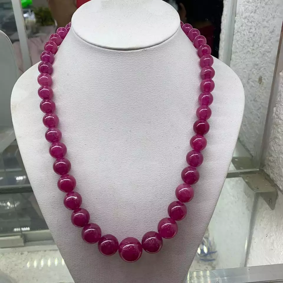 Natural ruby stone necklace 12mm beads ruby stone necklace ruby rose