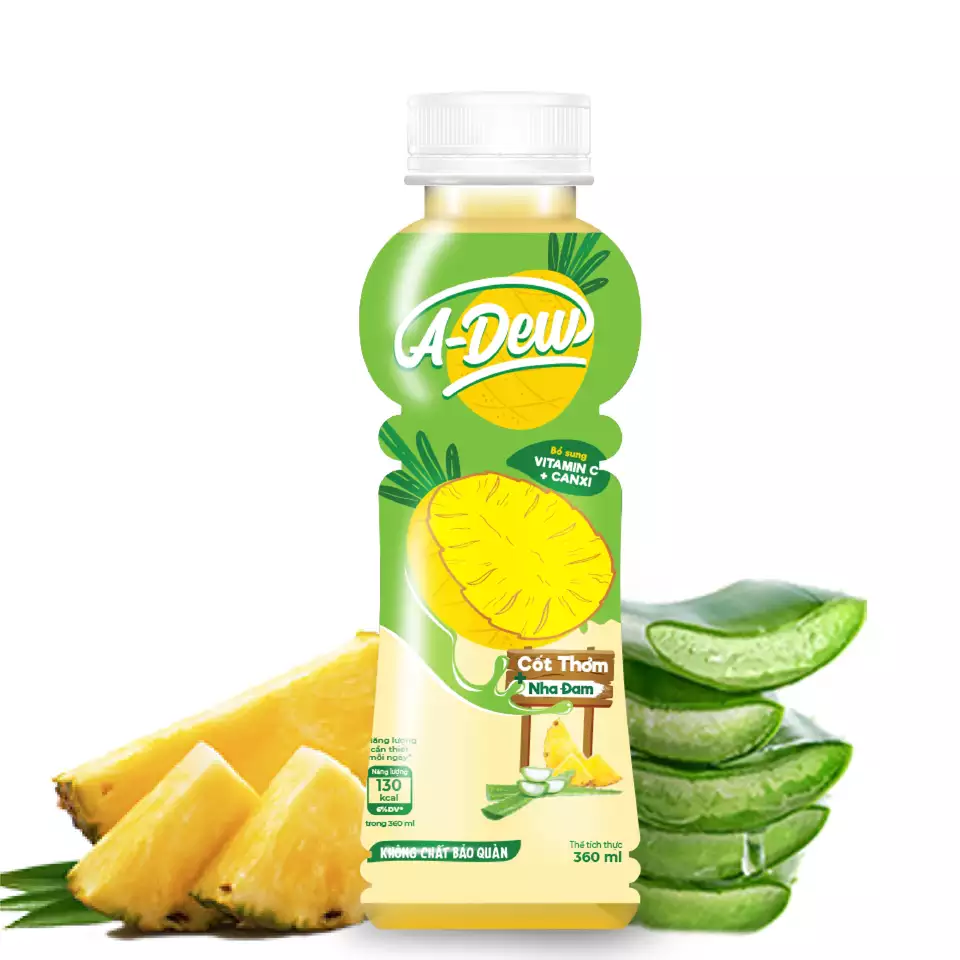 A-DEW Brand Pineapple Juice Aloe Vera 360ml Vietnam Best-selling OEM