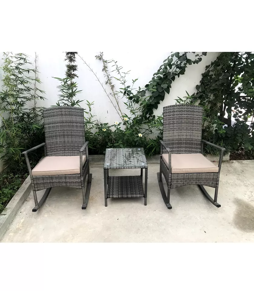 Outdoor Furniture Garden Sets Furniture Chair Rocker Set 3 PCS 2 Desk, 1 Table High Standard Best Price For Sale