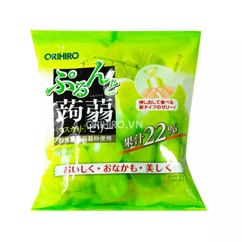 Orihiro Konjac New Pouch Muscat Fruit Jelly Green Grape Flavor Fresh Fruits Zero Calorie Nutrient High Quality
