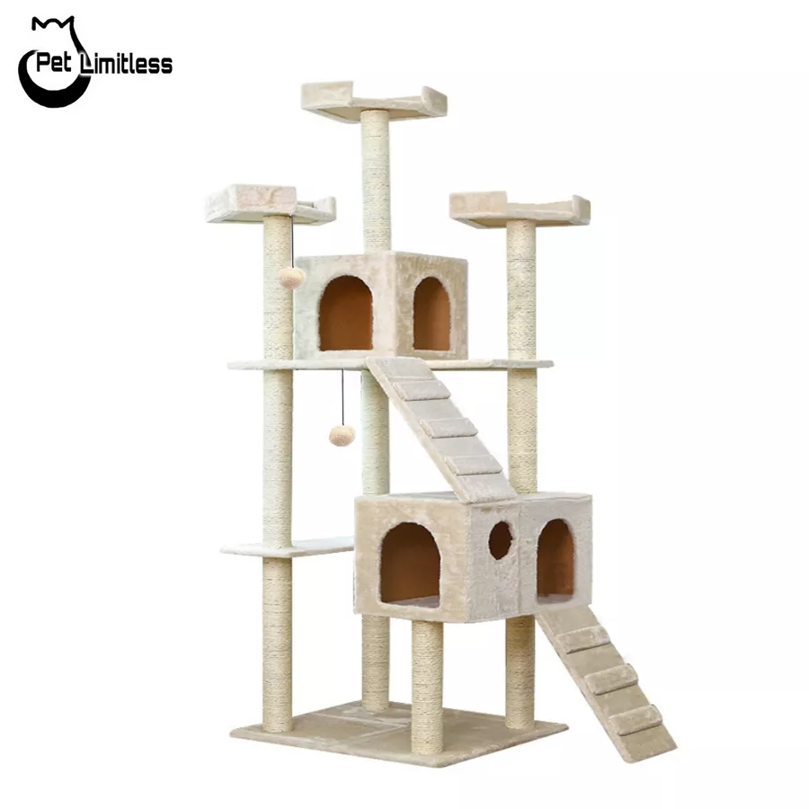 Customized Design Plush Wooden Pet Condo Tower Cat tree CT00016 from Vietnam