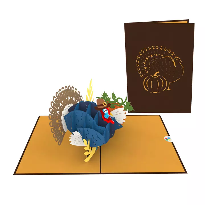 Thanksgiving Turkey Holiday Celebration Handmade Pop Up Greeting Card 3D Paper Wholesale Vietnam