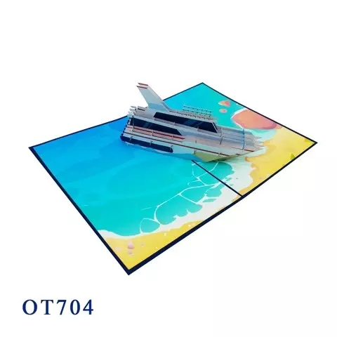 Viet-Craft Handmade Laser Cut Paper Yacht Pop Up Card Wholesale Birthday Card Best Seller Kirigami Custom