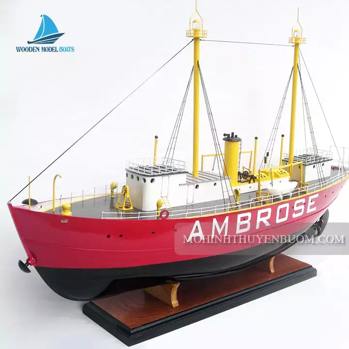 Fishing Boats Ambrose Light Ship Model 69L x 16W x 39H Crafted Boat Decoration - Handmade - Gifts