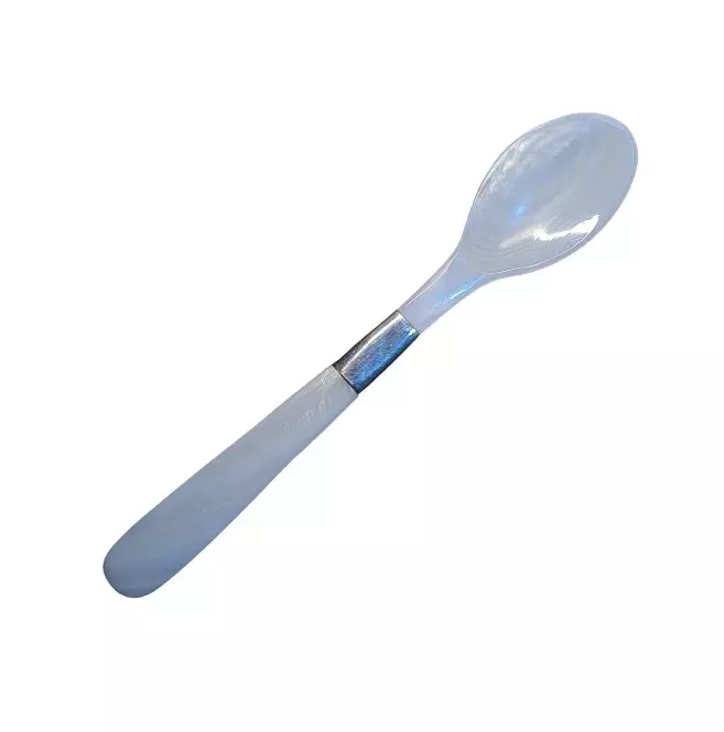 Elegant white shell spoon with silver plated neck for caviar egg tea sugar salt and pepper tea and coffee from Vietcrafts