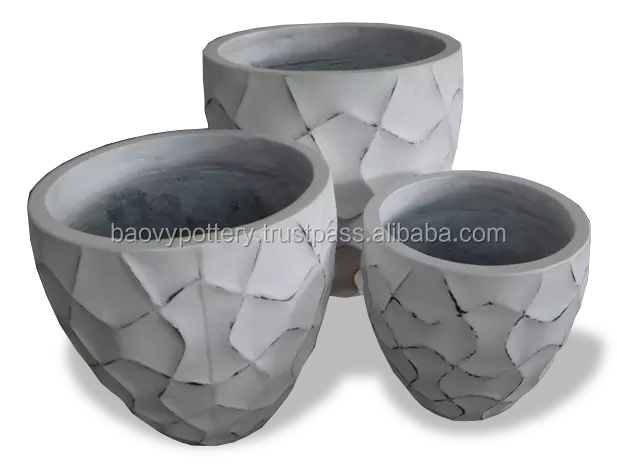 Round lightweight cement pots Small Concrete pots Fiber Cement Planter/Viet-Nam-Pottery-Supplier